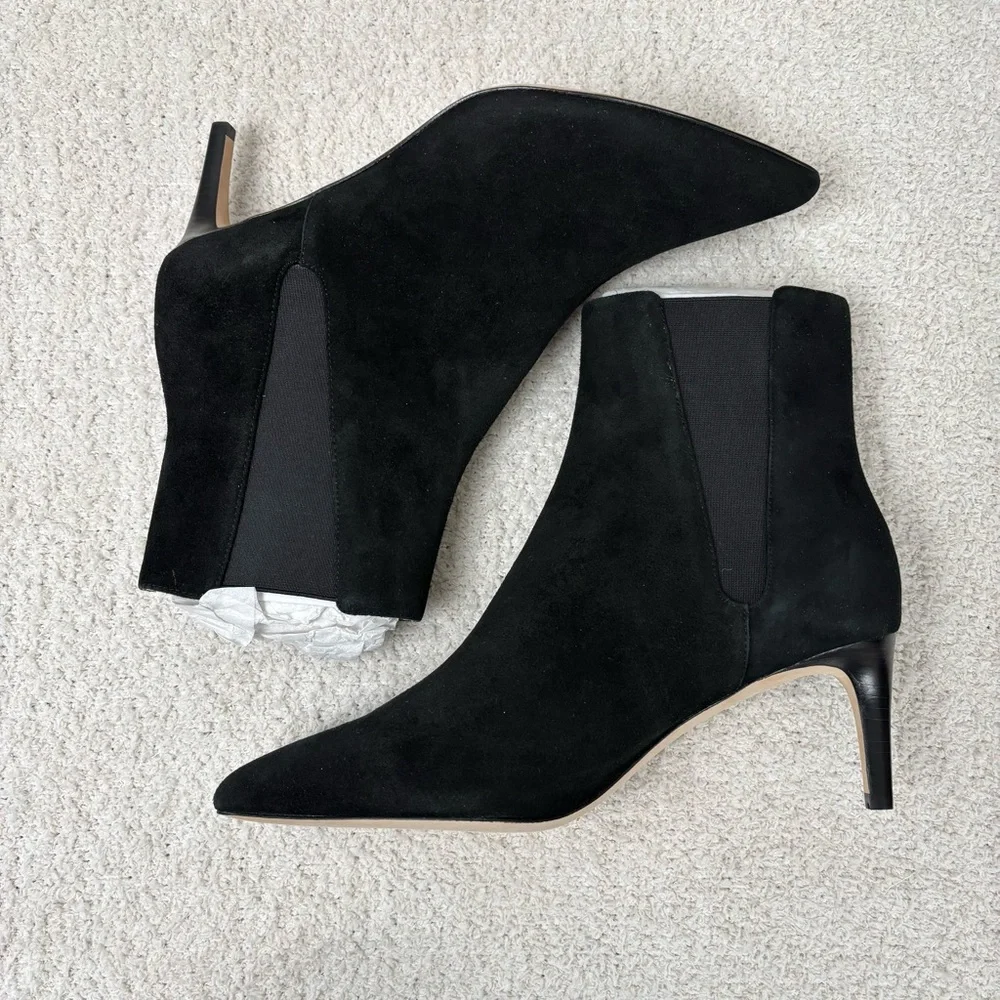 Joie Boots 39.5‎ (9.5) black Ralti Suede Leather Ankle Heeled Pull On Bootie